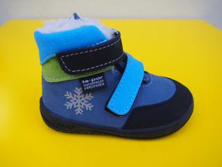 Detské kožené zimné topánky Jonap - Jerry modré BAREFOOT s MEMRÁNOU 776-SK641