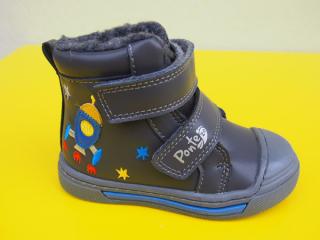 Detské kožené zimné topánky Ponté DA07-3-832 dark grey  709-SK527
