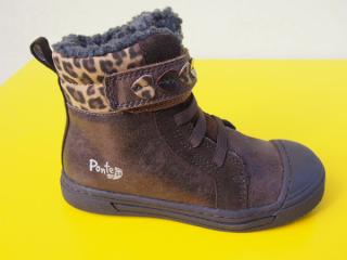 Detské kožené zimné topánky Ponté DA07-3-973A chocolate 438-SK527