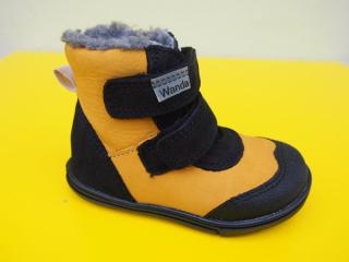 Detské kožené zimné topánky Wanda 607660 čiernožltá 027-SK587