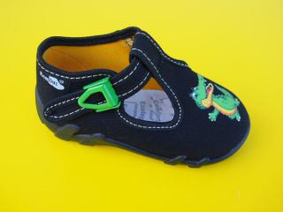 Detské papučky Renbut - čierne s krokodílom ORTO 185-SK501