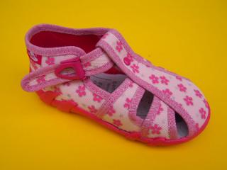 Detské papučky Renbut - ružové s kvietkami ORTO 468 - SK503