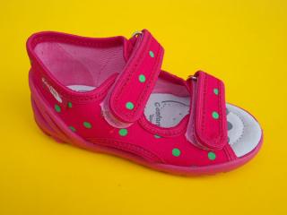 Detské papučky Renbut - ružové so zelenými bodkami ORTO 672-SK505