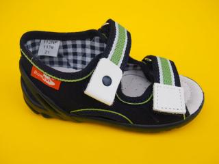 Detské papučky Renbut - šedé so zelenými pásikmi ORTO 570 - SK505