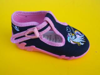 Detské papučky Renbut - tmavé s jednorožcom ORTO 836-SK501