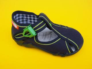 Detské papučky Renbut - tmavé so zelenou lemovkou ORTO 236 - SK653