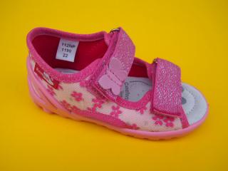 Detské sandálkové papučky Renbut - ružové s kvietkami ORTO 461 - SK505