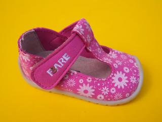 Detské sandálky Fare Bare 5062252 ružové s kvietkami BAREFFOT 712-SK646