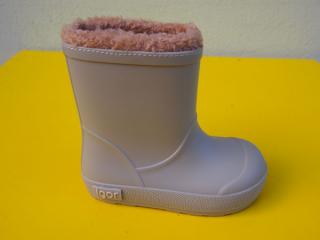 Detské zateplené gumáky Igor - beige BAREFOOT 971-SK412