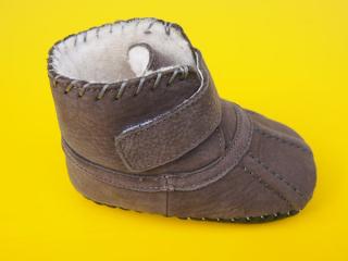 Detské zimné kožené topánočky Freycoo - hnedé BAREFOOT 127-SK541