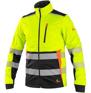 CXS BENSON výstražná softshell bunda žlto-čierna