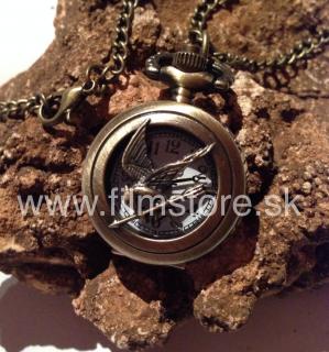 Hry o život: Malé vreckové hodinky s Drozdajkou náhrdelník (The Hunger Games pocket watch antique chain Necklace Pendant )