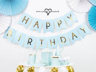 Baner Happy Birthday - modrý