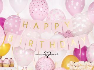 Baner Happy Birthday - ružový