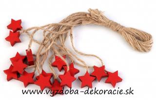 Drevené hviezdičky so špagátom - červené (16ks)