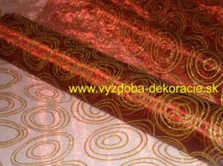 Organza 38 cm potlač kruhy bordová