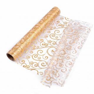 Organza s ornamentami krémovo-zlatá 36cm