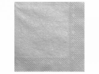Servítky jednofarebné strieborné - 33x33cm (20 ks)