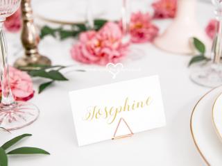 Stojan na menovku - trojuholník - rose gold