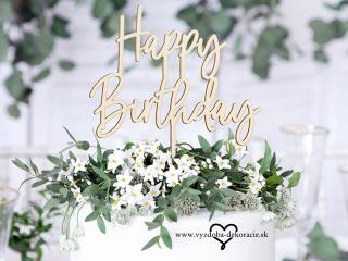 Zápich na tortu Happy Birthday drevený