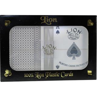 Hracie karty na poker LION 100% plastic double 2 balíčky
