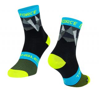 FORCE ponožky TRIANGLE, čierno-fluo-modré (Cyklistické položky FORCE)