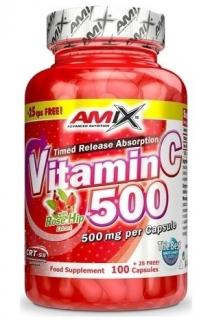 AMIX - Vitamin C 500 mg + Rose Hips (Vitamín C 500 mg - 125 kapslí)