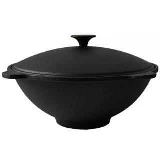 Liatinový wok s pokrievkou so 4 úchytmi 51 cm (Liatinový wok s)