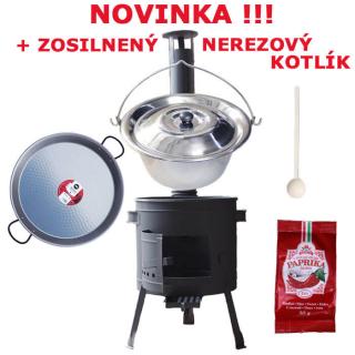 Zosilnený nerezový kotlík 15 L (0,8 mm) + Paella oceľová panvica + nízka žiaruvzdorná kotlina 36 cm PLUS 600 ()