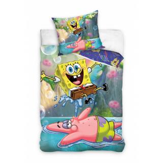 CARBOTEX OBOJSTRANNÉ BAVLNENÉ OBLIEČKY SPONGEBOB, 140/200+70/90, SBOB181102