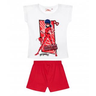 Dievčenské bavlnené krátke pyžamo KÚZELNÁ LIENKA bielo/červené