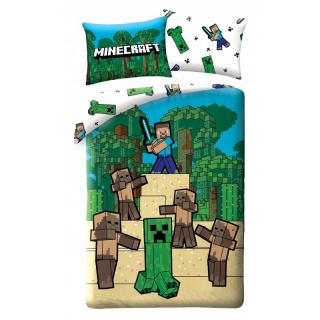 OBOJSTRANNÉ BAVLNENÉ OBLIEČKY MINECRAFT CREEPER A STEVE, 140/200+70/90, MNC-325B