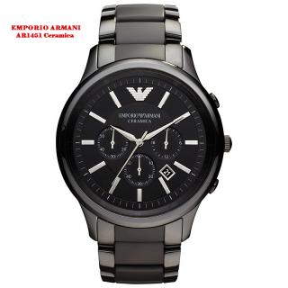 Emporio Armani AR1451 Ceramica. Pánske hodinky (Keramické hodinky, čierne so strieborným číselníkom)