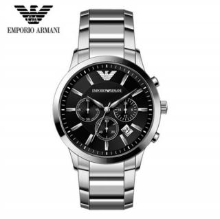 Emporio Armani AR2434. Pánske hodinky (Hodinky striebornej farby s čierným číselníkom.)