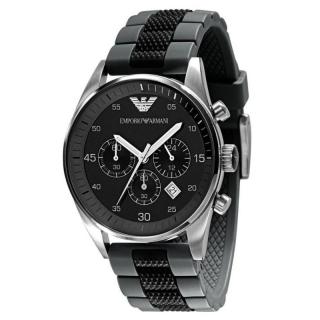 Emporio Armani AR566. Pánske hodinky (Hodinky čiernej a striebornej farby)