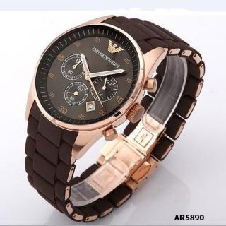 Emporio Armani AR5890. Pánske hodinky (Hodinky hnedej farby v kombinácii s ružovým zlatom)