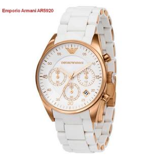 Emporio Armani AR5920. Dámske hodinky (Hodinky bielej farby v kombinácii s ružovým zlatom  )