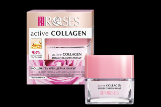 AGIVA Nočný krém vyplňujúci vrásky s aktívnym kolagénom a ružovou vodou 30 ml (Nature of AGIVA  ROSES Active Collagen Derma Filler )