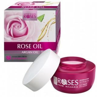 Intenzívny denný krém proti vráskam s ružovým a argánovým olejom,50 ml (Active anti-age day cream ROSES 50ml rose oil, argan oil)