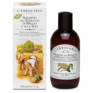 Šampón šampón na vlasy proso a sója na časté umývanie a proti vypadávaniu  (L Erbolario Lodi Miglio e soia Shampoo)