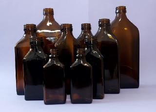 Liekovka 50ml, hranatá, GL18, hnedá bez uzáveru, L60  (Liekovka 60)