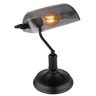 ANTIQUE stolná lampa čierna/dymové sklo 1xE27/60W