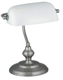 BANK stolná lampa matný chróm/biela 1xE27/60W