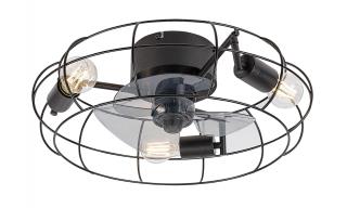 CADMUS stropný ventilátor so svetlom 3xE27/25W čierny, priemer 48cm