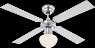 CHAMPION stropný ventilátor so svetlom 1xE27/60W, biela/strieborná