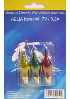 HELIA farebná ťahaná žiarovka 7V/0,2A,  blister 3ks