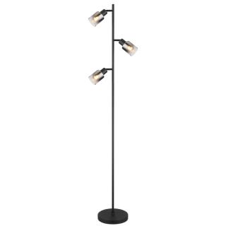 HUBERTUS stojanová lampa čierna/dymové sklo 3xE14/40W, výška: 154cm