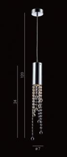 LARIX visiace krištáľové svietidlo 1xGU10/35W, priemer: 7cm
