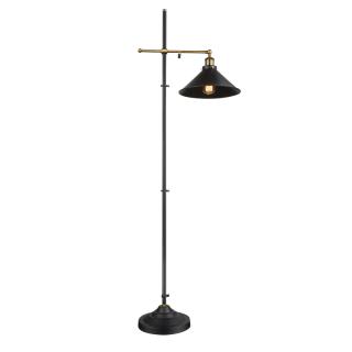 LENIUS stojanová lampa čierna/stará mosadz 1xE27/60W, výška: 155cm