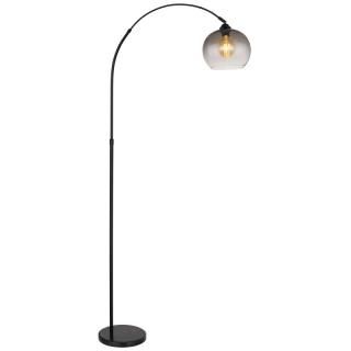 NEWCASTLE stojanová lampa čierna/dymové sklo 1xE27/60W